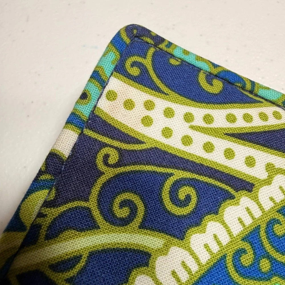 Vera Bradley Blue Green Paisley Floral Bifold Wallet ID Window Snap Closure - Picture 12 of 12